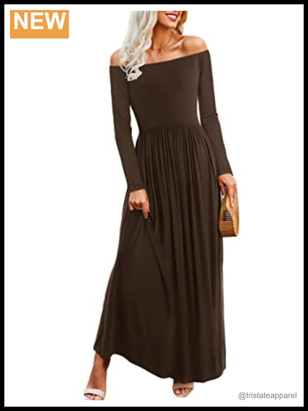 Long Sleeve Off Shoulder Maxi Dress with Pockets Casual Flowy